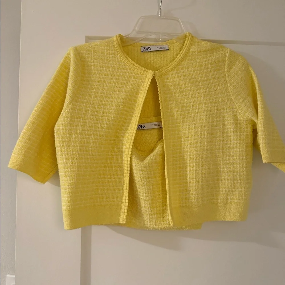 Zara Yellow Knit Cardigan and Top Set - Picture 4 of 10